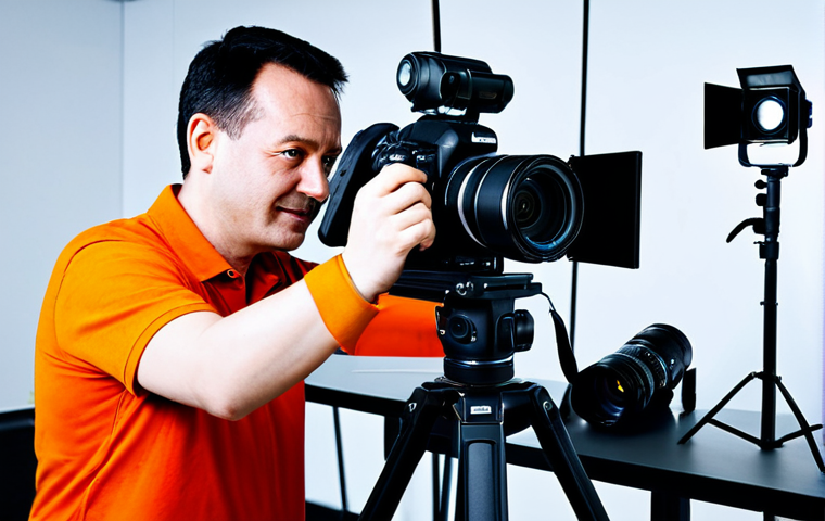 Stock Photographer**
A fully clothed, professional stock photographer in their studio, adjusting lighting equipment, surrounded by cameras and lenses, appropriate attire, safe for work, perfect anatomy, natural proportions, family-friendly, well-formed hands, proper finger count, clean and organized environment.
**